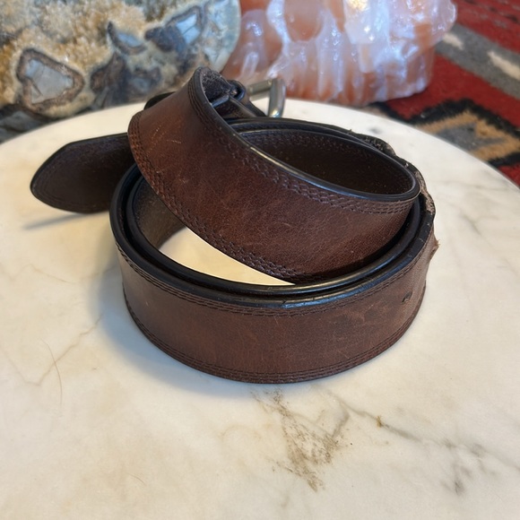 Ariat Brown Leather Belt vintage ‘95 size 36-42 - Picture 5 of 12